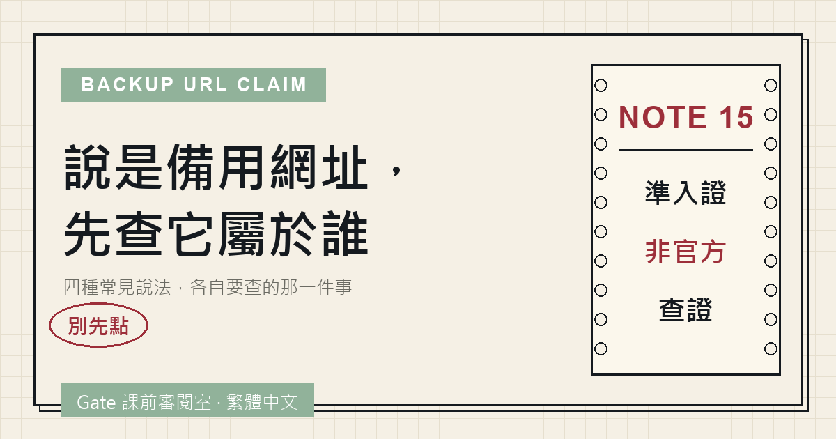 封面：說是備用網址，先查它屬於誰——四種常見說法各自要查的那一件事